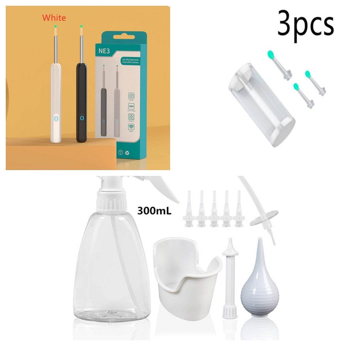Ear Wax Removal Tool With Camera LED Light Wireless Ear Endoscope Ear Cleaning Kit For I-phone