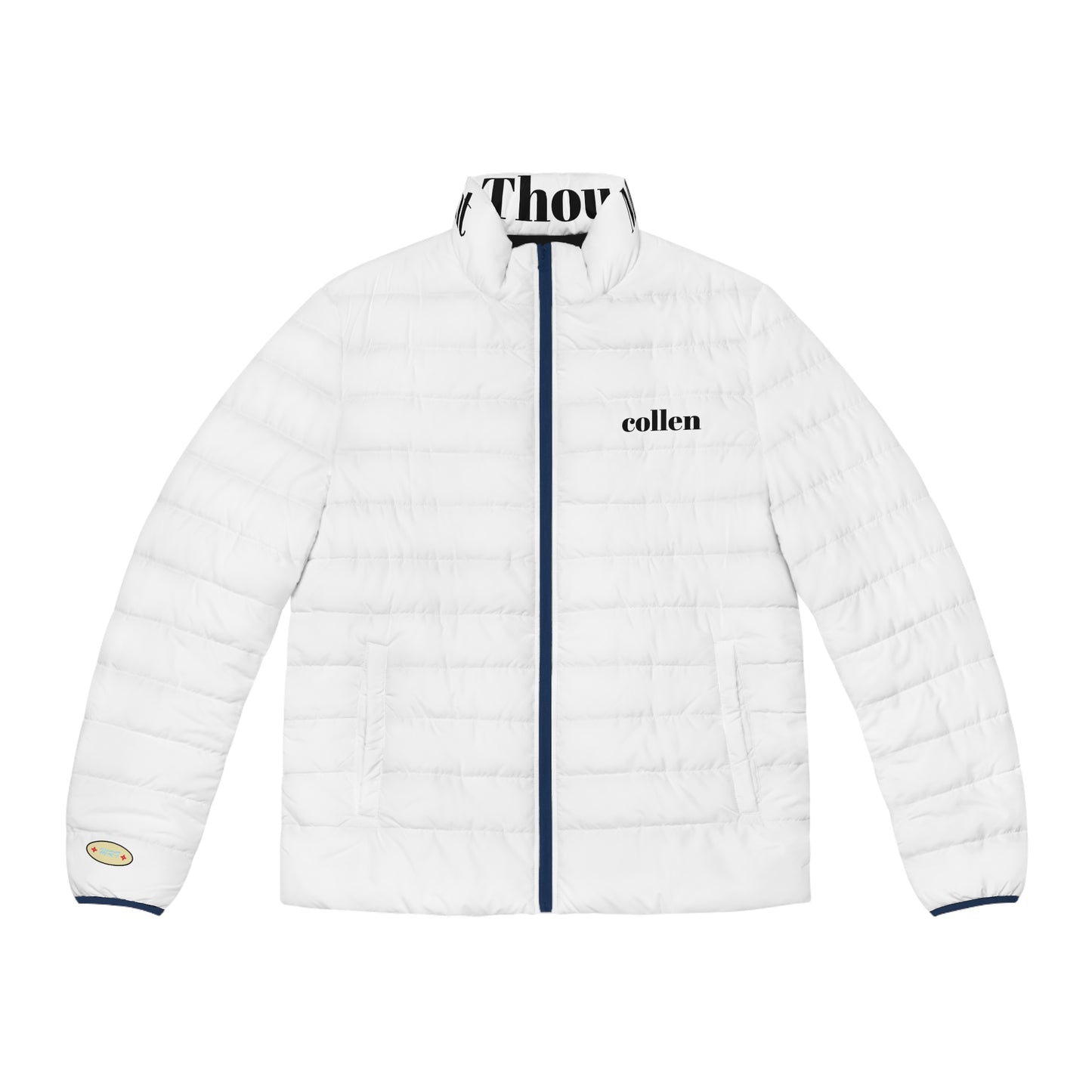 Puffer Jacket Men's Lightweight Quilted Stand-Up Collar Black Cuff Lining