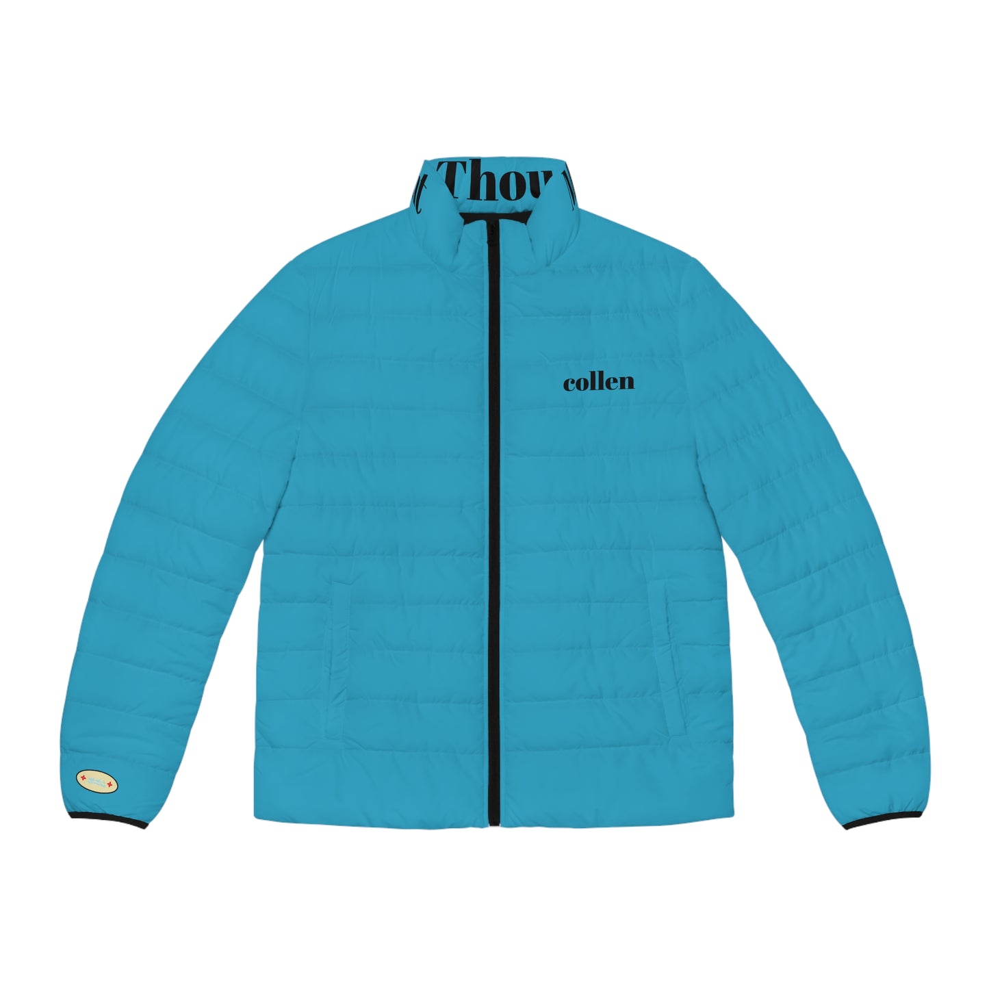 Puffer Jacket for Men with Stand-Up Collar and Quilted Lining