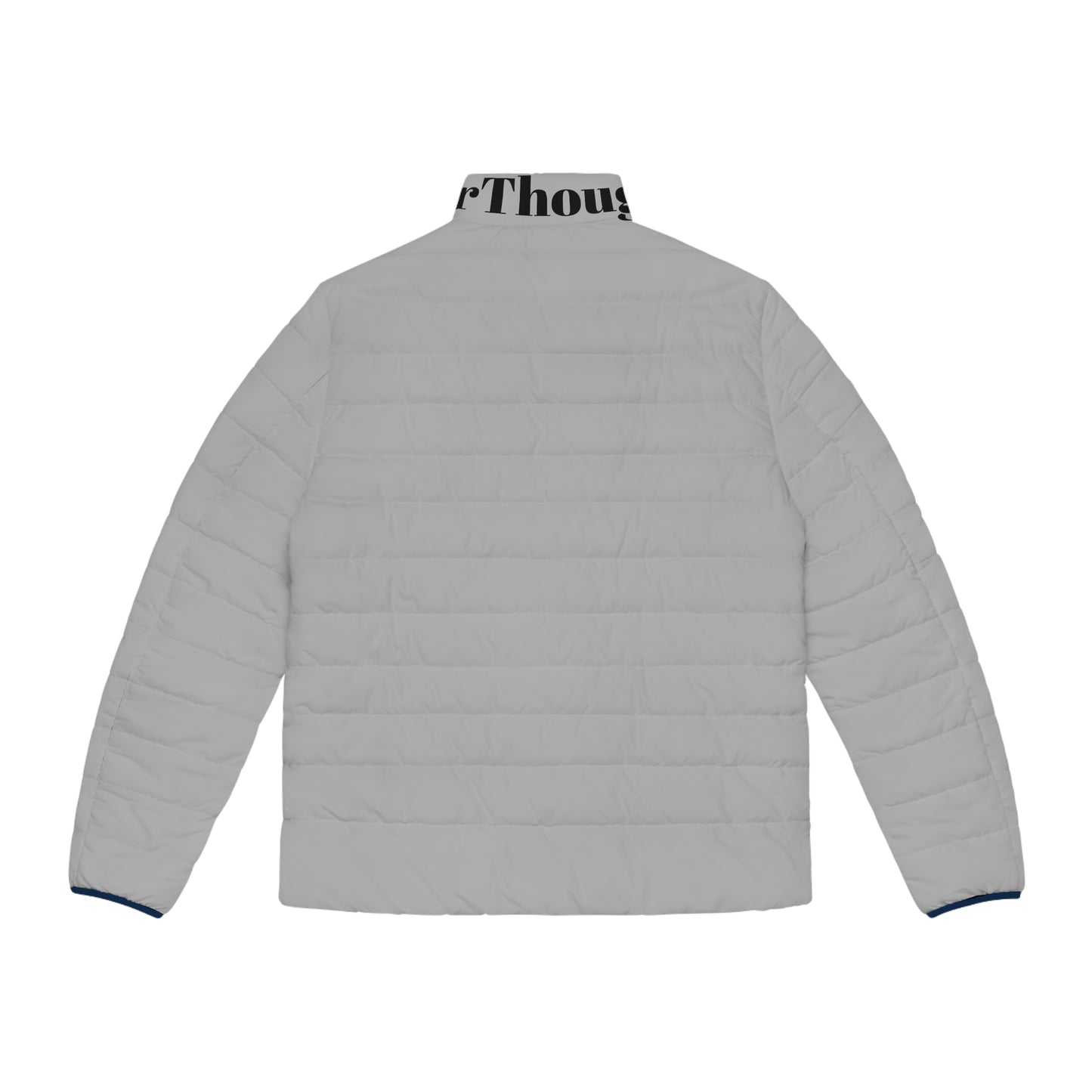 Men's Puffer Jacket with Stand-Up Collar and Quilted Lining