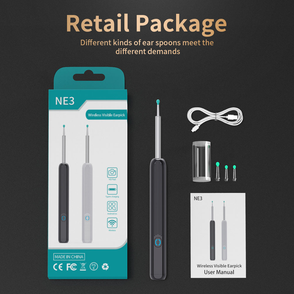Ear Wax Removal Tool With Camera LED Light Wireless Ear Endoscope Ear Cleaning Kit For I-phone